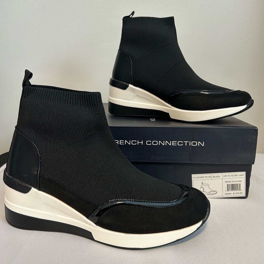 French Connection Women's Black and White Sneakers